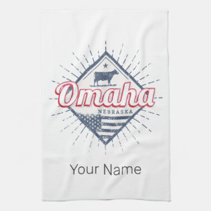 Omaha City Nebraska United States Vintage USA Tea Towel