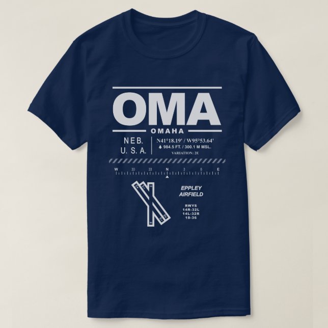 Omaha Eppley Airfield OMA T-Shirt (Design Front)