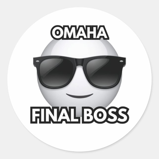 Omaha Final Boss Cool Emoji Sticker (Front)