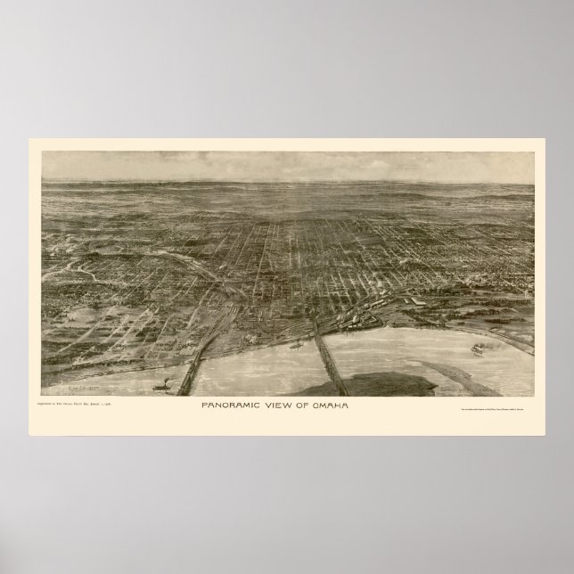 Omaha, NE Panoramic Map - 1906 Poster (Front)