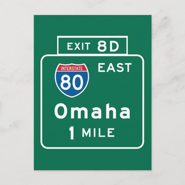 Omaha, NE Road Sign Postcard (Front)