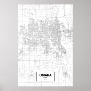 Omaha, Nebraska (black on white) Poster