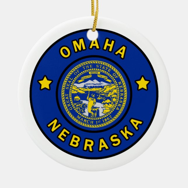 Omaha Nebraska Ceramic Tree Decoration (Front)