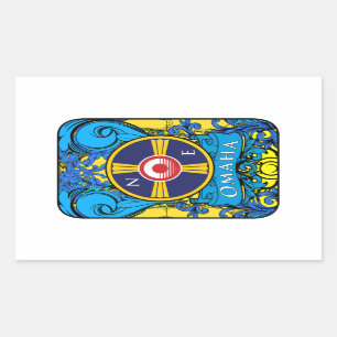 OMAHA NEBRASKA LOGO RECTANGULAR STICKER