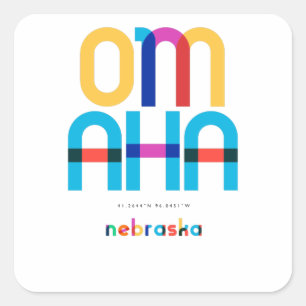 Omaha Nebraska Mid Century, Pop Art, Square Sticker