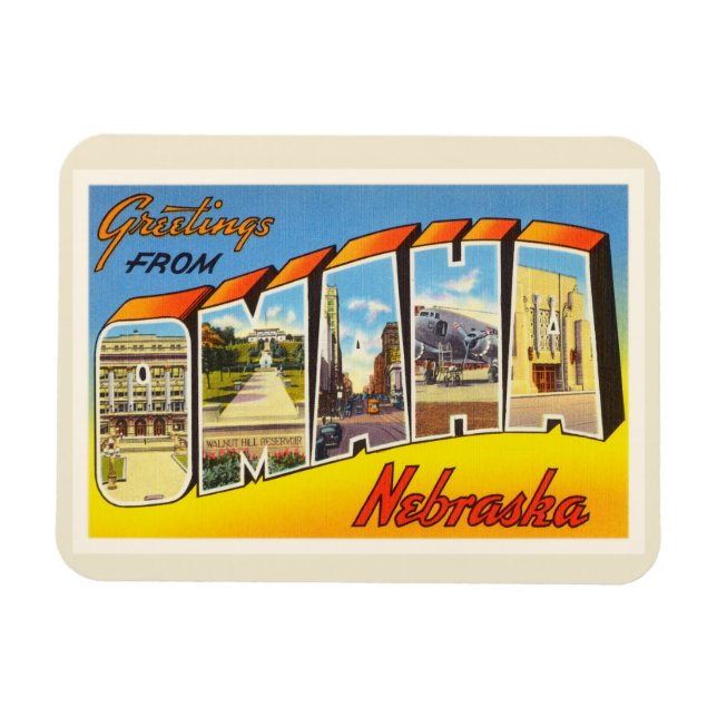 Omaha Nebraska NE Old Vintage Travel Souvenir Magnet (Horizontal)