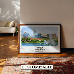 Omaha Nebraska Poster, Watercolor, Custom Poster