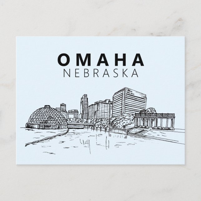 Omaha Nebraska Skyline Downtown Modern Postcard (Front)