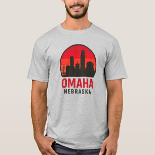 Omaha Nebraska Skyline Sunset Retro Silhouette T-Shirt