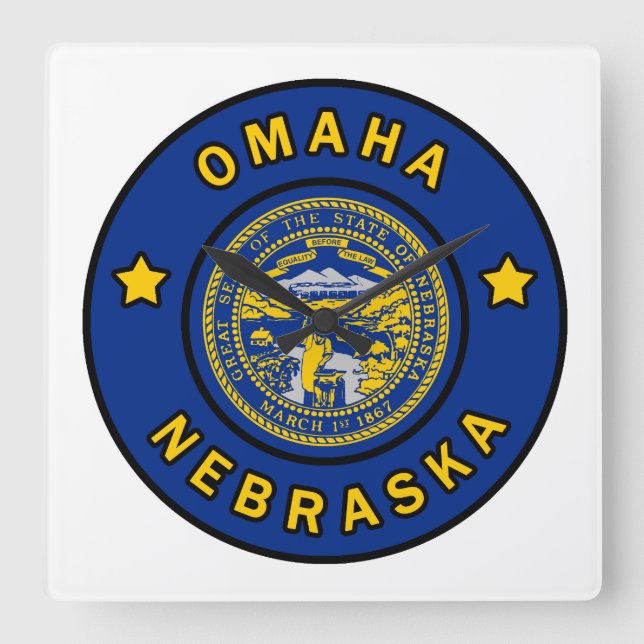 Omaha Nebraska Square Wall Clock (Front)