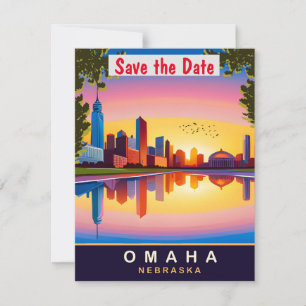Omaha, Nebraska, Travel Postcard,  Save The Date