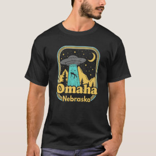 Omaha Nebraska Ufo Alien Hunter 80s Retro State Pr T-Shirt