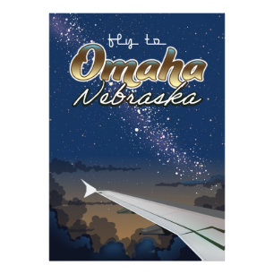 Omaha, Nebraska vintage flight travel poster
