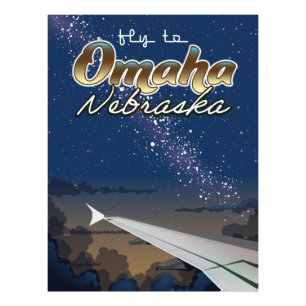 Omaha, Nebraska vintage flight travel poster