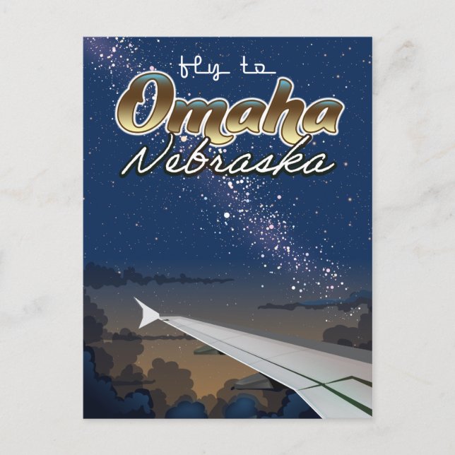 Omaha, Nebraska vintage flight travel poster Postcard (Front)