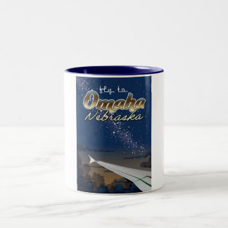 Omaha, Nebraska vintage flight travel poster Two-Tone Coffee Mug