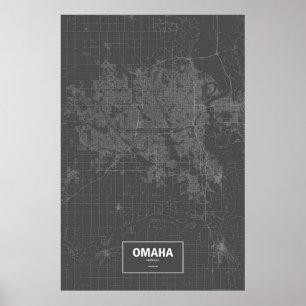 Omaha, Nebraska (white on black) Poster