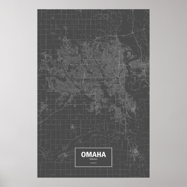Omaha, Nebraska (white on black) Poster (Front)