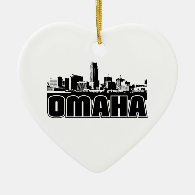 Omaha Skyline Ceramic Tree Decoration (Front)