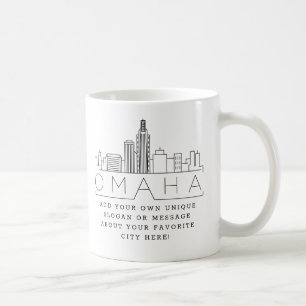 Omaha Stylised Skyline   Custom Slogan Coffee Mug