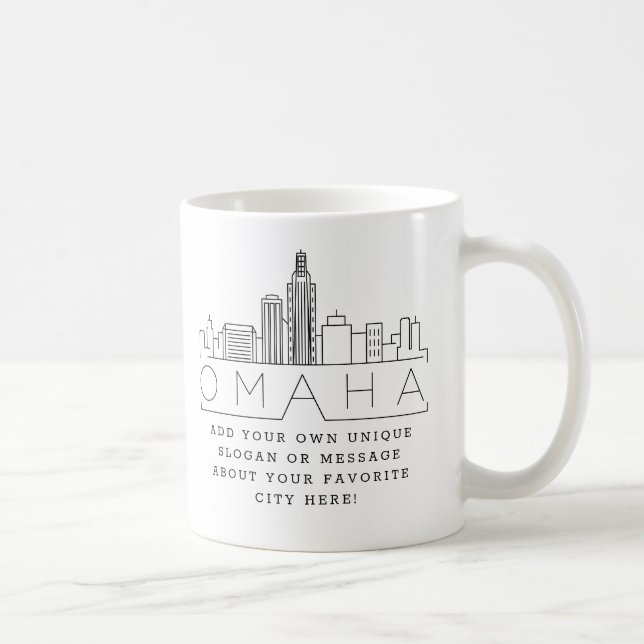 Omaha Stylised Skyline | Custom Slogan Coffee Mug (Right)