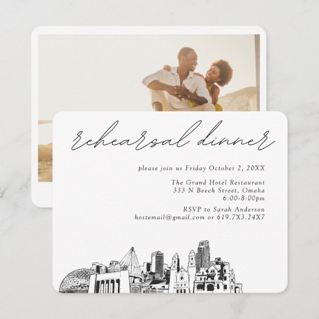 Omaha Wedding Elegant Rehearsal Dinner Enclosure Card (Front/Back)