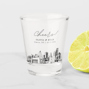 Omaha Wedding Favour Personalised Cheers Shot Glass