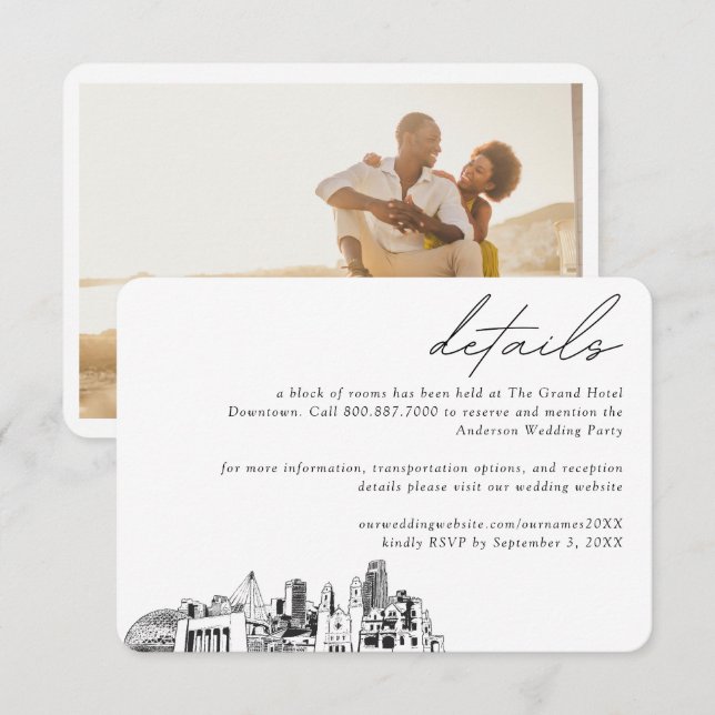 Omaha Wedding Hotel Room Block Details Enclosure Card (Front/Back)