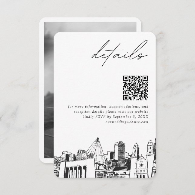 Omaha Wedding Modern Details QR Code Enclosure Card (Front/Back)