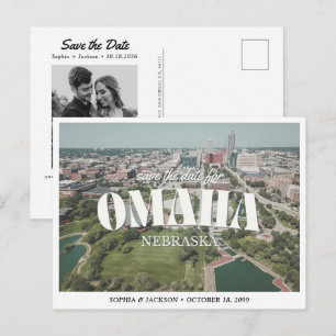 Omaha Wedding Save the Date Retro Skyline Postcard