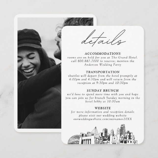 Omaha Wedding Vertical Details Enclosure Card (Front/Back)