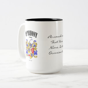 O'Mahony Family Crest, Translation & Meaning Two-Tone Coffee Mug