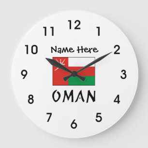 Oman and Omani Flag with Your Name Large Clock