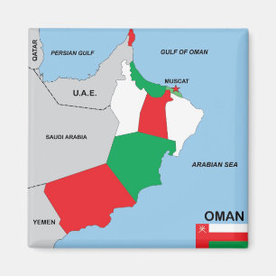 oman country political map flag district region magnet