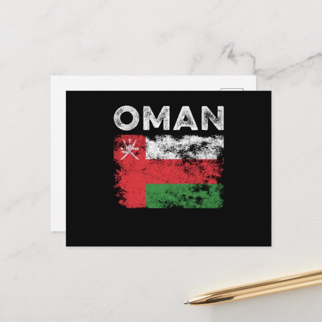 Oman Flag Distressed - Omani Flag Postcard (Front/Back In Situ)