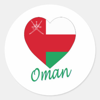 Oman Flag Heart Classic Round Sticker