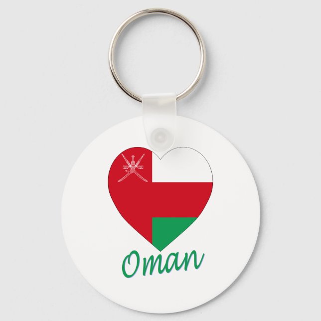 Oman Flag Heart Key Ring (Front)