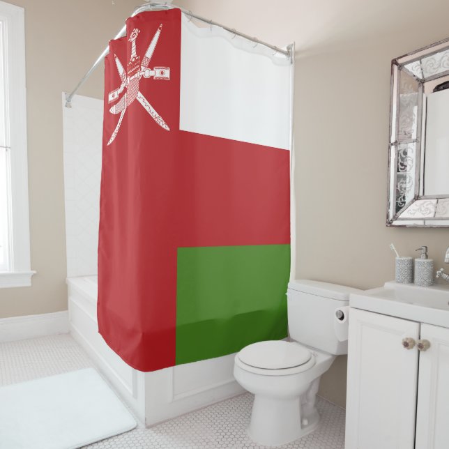 Oman flag shower curtain (In Situ)