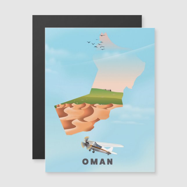 Oman illustrated map travel poster (Front/Back)
