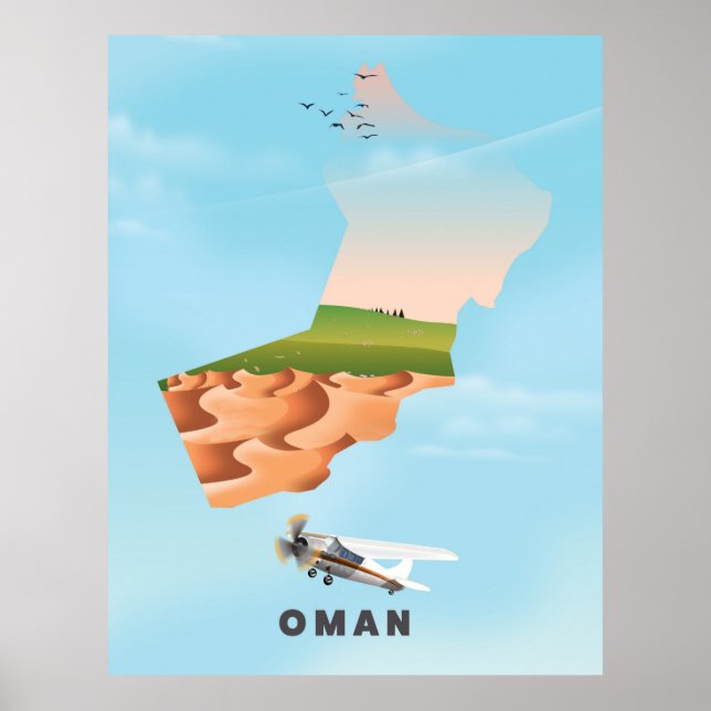 Oman illustrated map travel poster (Front)