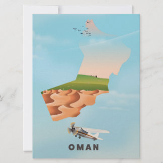 Oman illustrated map travel poster invitation