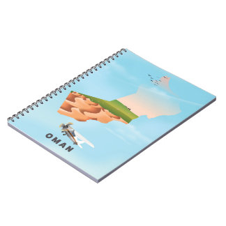 Oman illustrated map travel poster notebook