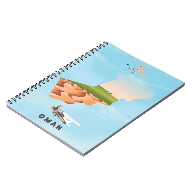 Oman illustrated map travel poster notebook (Left Side)