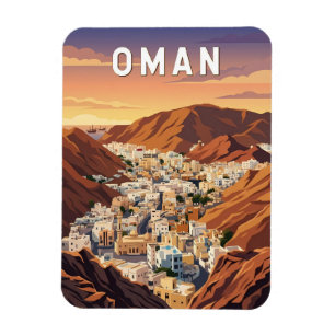 Oman Illustration Travel Art Vintage Magnet