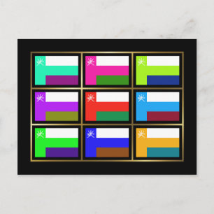 Oman Multihue Flags Postcard