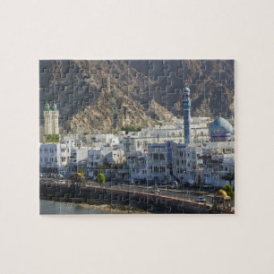 Oman, Muscat, Mutrah. Buildings along Mutrah Jigsaw Puzzle