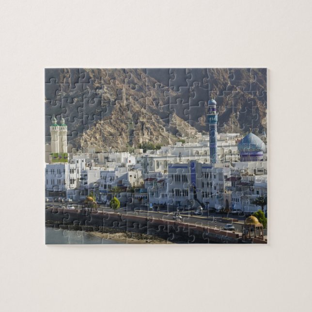 Oman, Muscat, Mutrah. Buildings along Mutrah Jigsaw Puzzle (Horizontal)