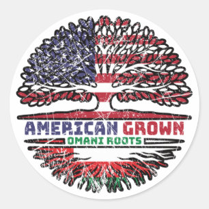 Oman Omani American USA Tree Roots Flag Classic Round Sticker
