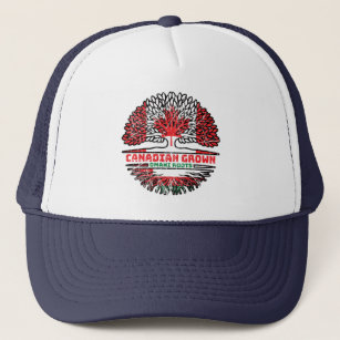 Oman Omani Canadian Canada Tree Roots Flag Trucker Hat