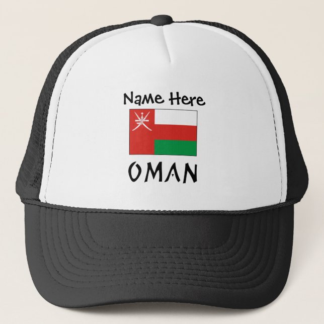 Oman Omani Flag Black Personalisation  Trucker Hat (Front)